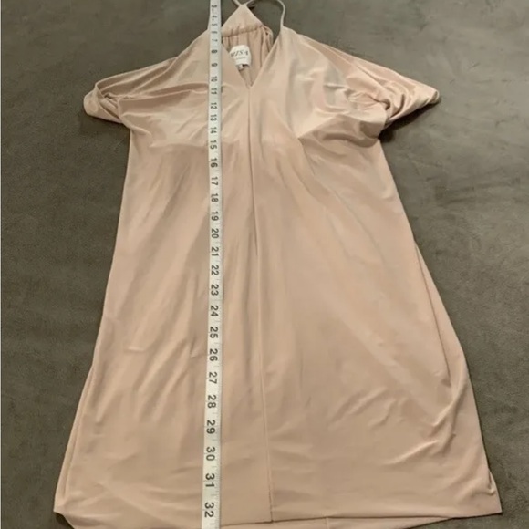 Misa LA Goddess Dress Beige size Small Jersey Liquid Knit Holiday Party - Picture 12 of 12